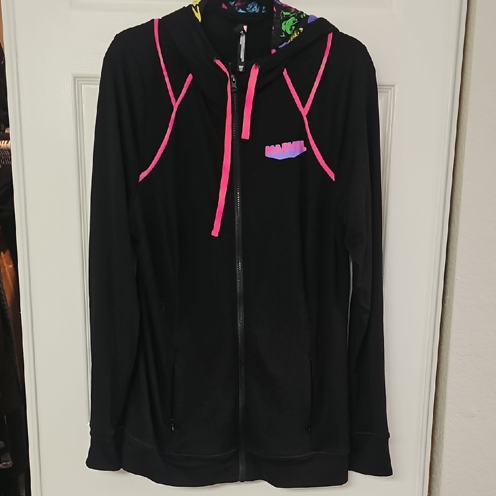 Marvel Black Hoodie with Pink Accents